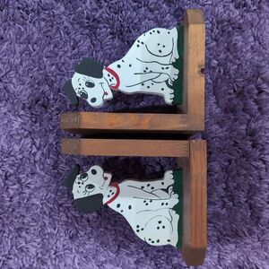 Vintage Dalmatian Hand painted /made wooden book ends Nursery / Kids